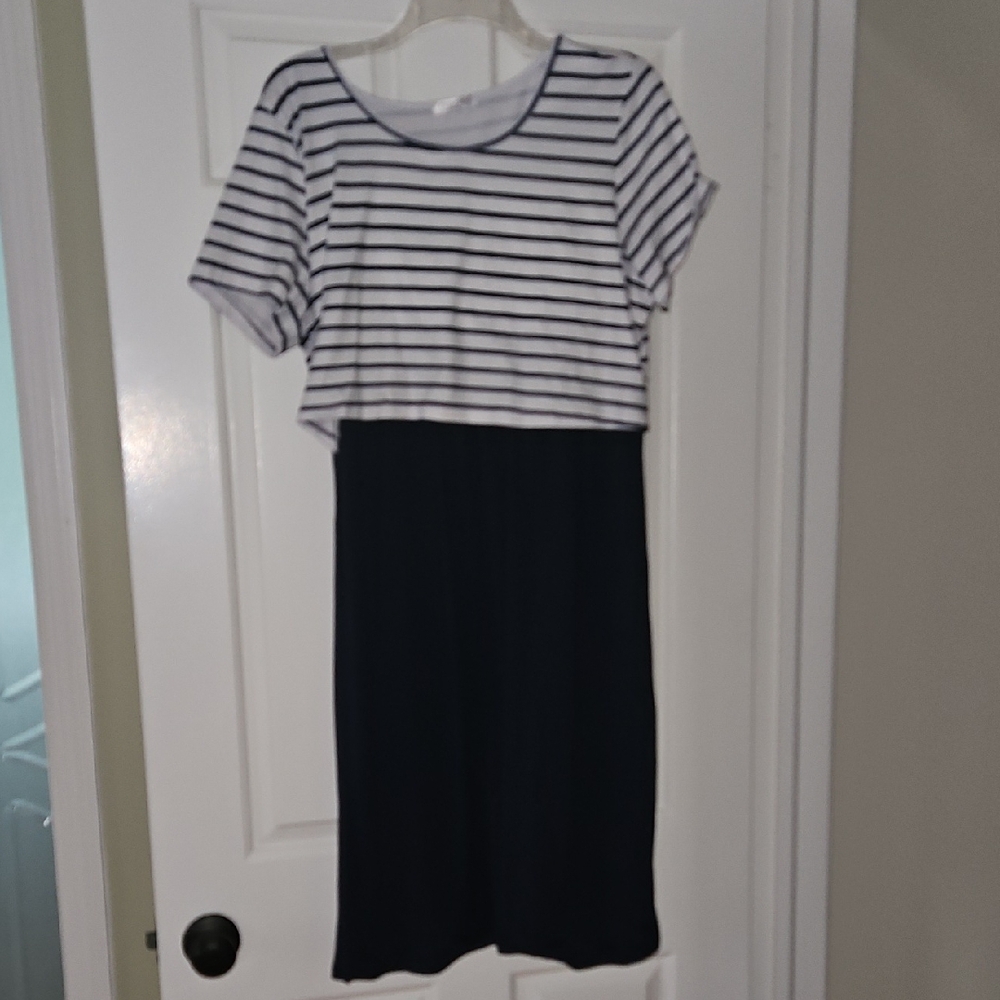Striped Navy and White Maternity/Nursing Dress